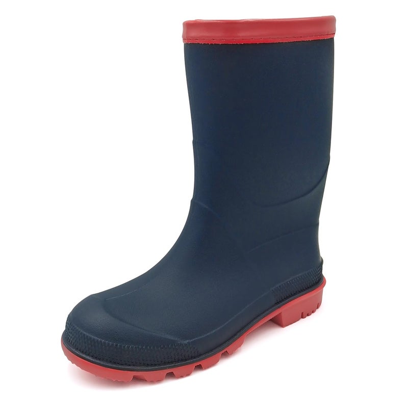 Amoji Boy Rain Boots Girl Rain Boots Kid Rubber Boots Garden Boots Child Wellies Easy On Rainboots Children Waterproof YX16 Navy Size 2.5-3 Big Kid - Image 1